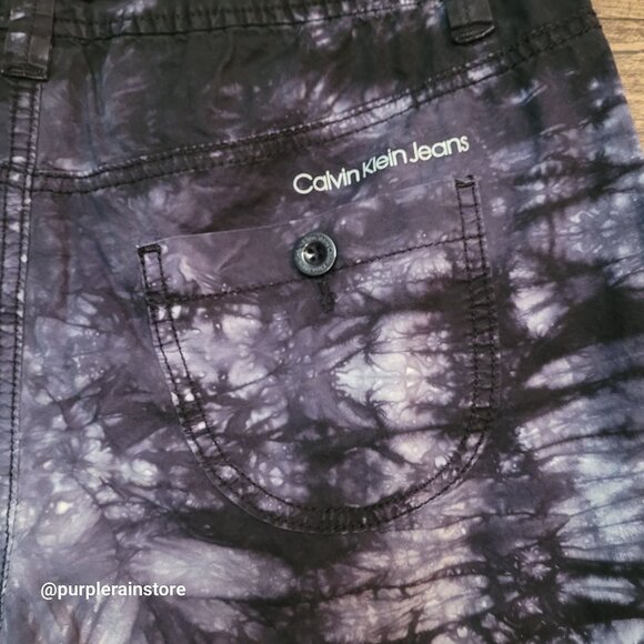 Vtg Calvin Klein Tie Dye Shorts Size 8 Mid Rise Tab Legs Blue Purple Y2K - Picture 3 of 14